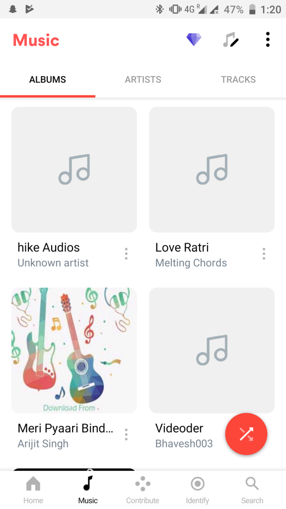 Music App Homescreen