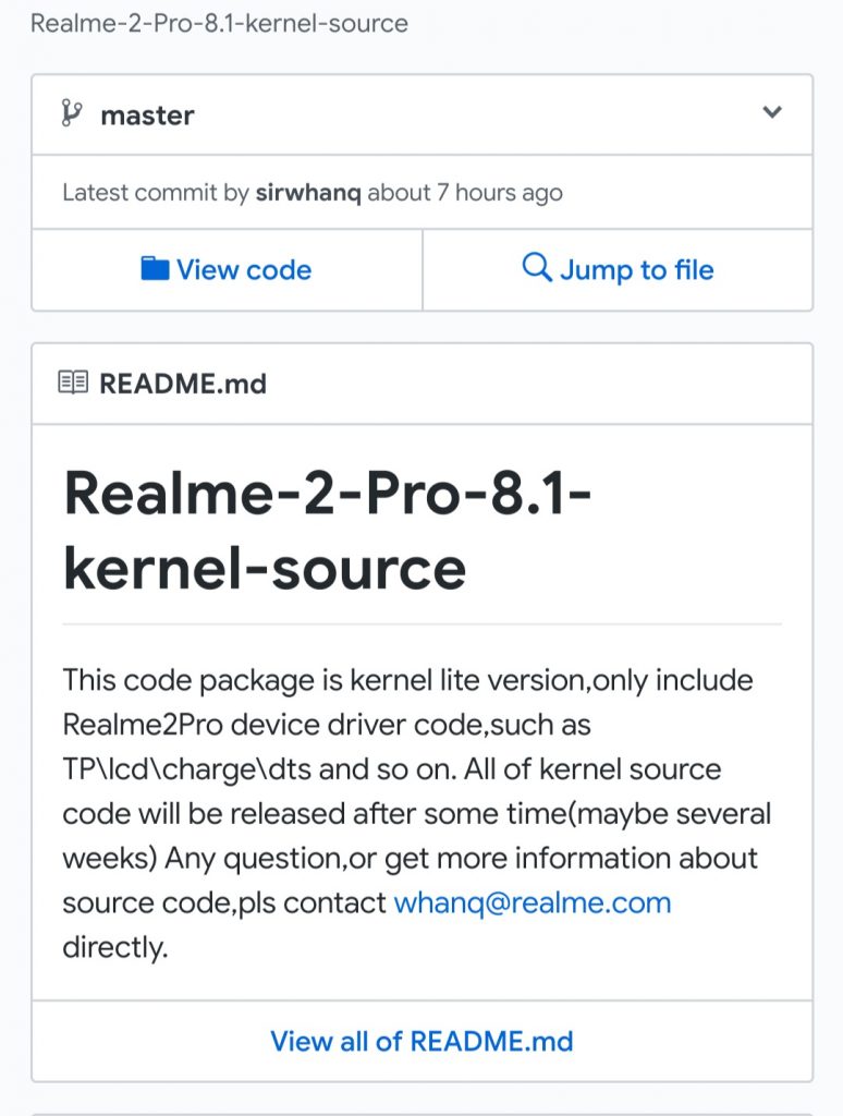 Realme 2 Pro Source Code on Github