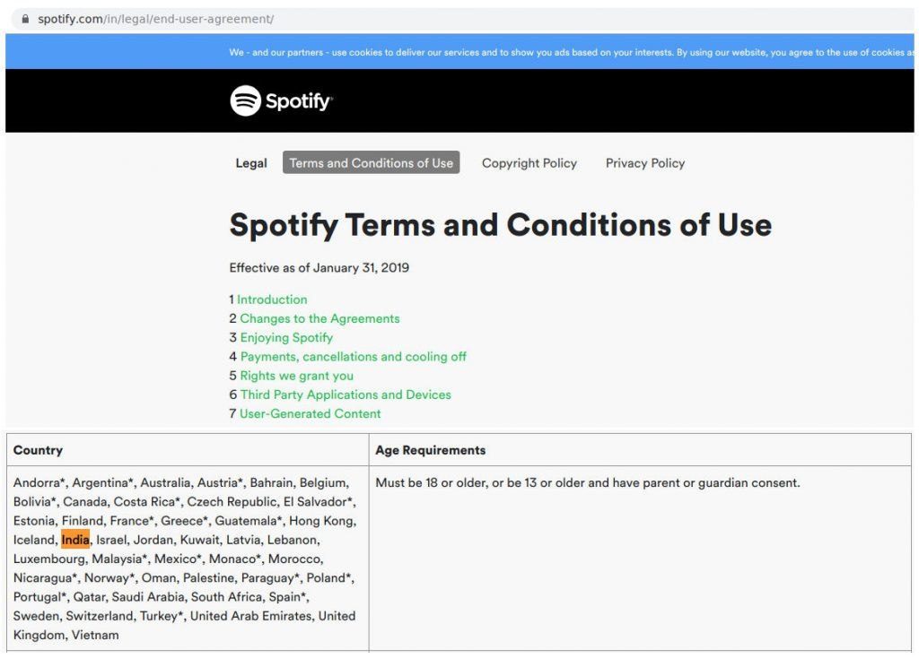 Indian Release of Spotify 