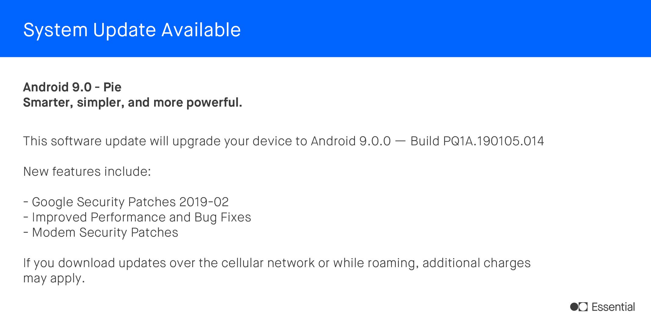 February Security Patch Update for Essential PH1