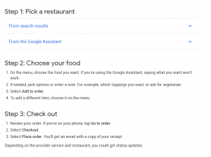 Google Food ordering 