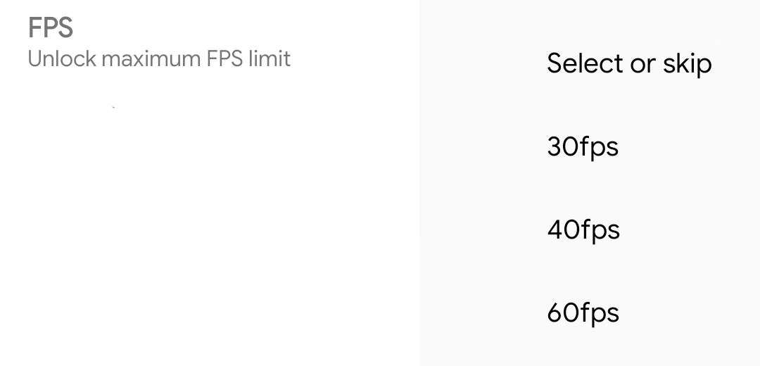 FPS Options on PUBG Mobile GFX Tool